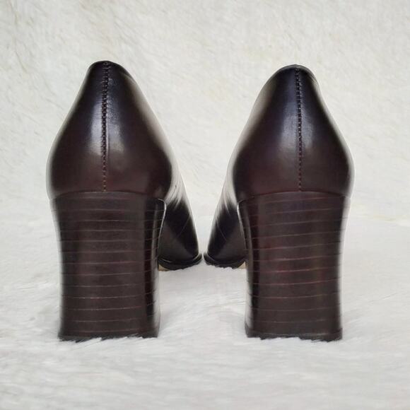 Vintage Nine West Brown Leather Chunky Heels - Picture 6 of 8